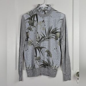 Ted Baker London Grey and Green Knit Tropical Top Size Small